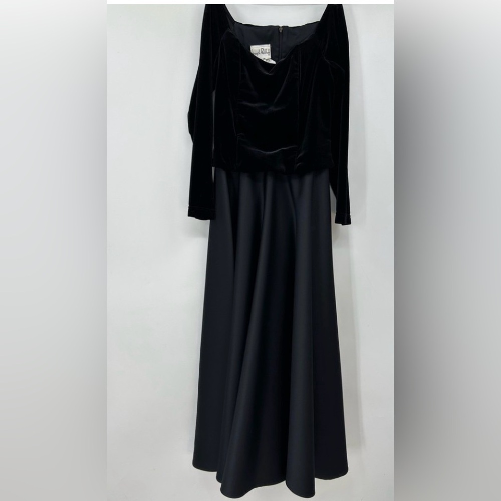 Joseph Ribkoff‎ Velvet Taffeta Off The Shoulder A-line Midi Dress Size 8